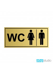 Табличка на дверь WC  пластик золото/серебро  (арт.Тd5)